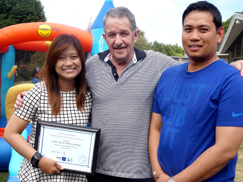 Jackie and Anthony Batoy were awarded their 5-year Certificate of Long Service Award.