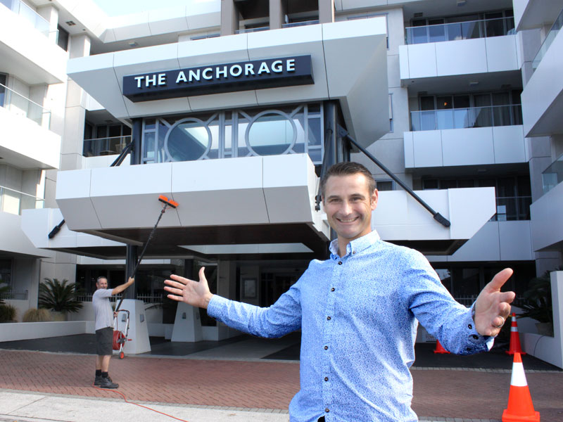 Jan Lichtwark outside the Anchorage apartment complex.