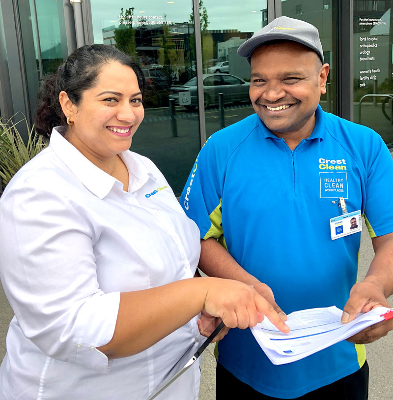Esther Venkataiya with CrestClean franchisee Nalin Dissanayake.